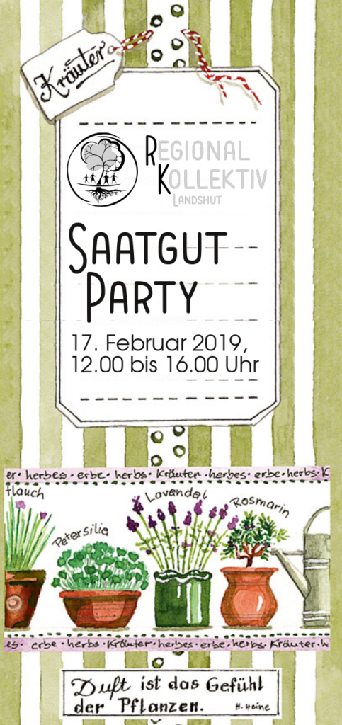 Voderseite des Einladungsflyers zur Saatgut-Party 2019